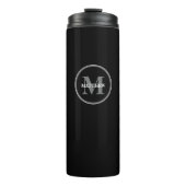 Monogramm Schwarzweiß Personalisiert Thermosbecher (Vorderseite)