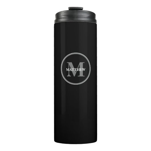 Monogramm Schwarzweiß Personalisiert Thermosbecher (Vorderseite)