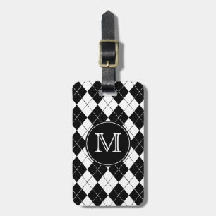 Monogramm-Schwarzweiss-Rauten-Gepäck-Umbau Gepäckanhänger
