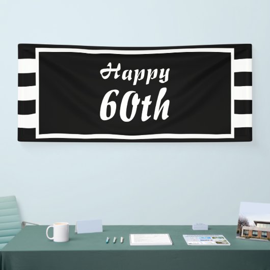 Monogramm Schwarzweiß-Streifen Banner (Messe)