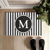Monogramm Schwarzweiß-Streifen Fußmatte