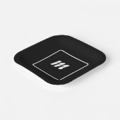 Monogramm Schwarzweiß-Streifen Pappteller (Gewinkelt)