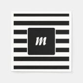 Monogramm Schwarzweiß-Streifen Serviette (Vorderseite)