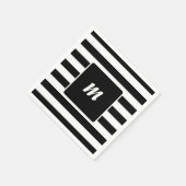 Monogramm Schwarzweiß-Streifen Serviette (Ecke)
