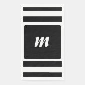 Monogramm Schwarzweiß-Streifen Serviette (Vorderseite)