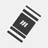 Monogramm Schwarzweiß-Streifen Serviette (Ecke)