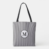 Monogramm Schwarzweiß-Streifen Tasche (Rückseite)