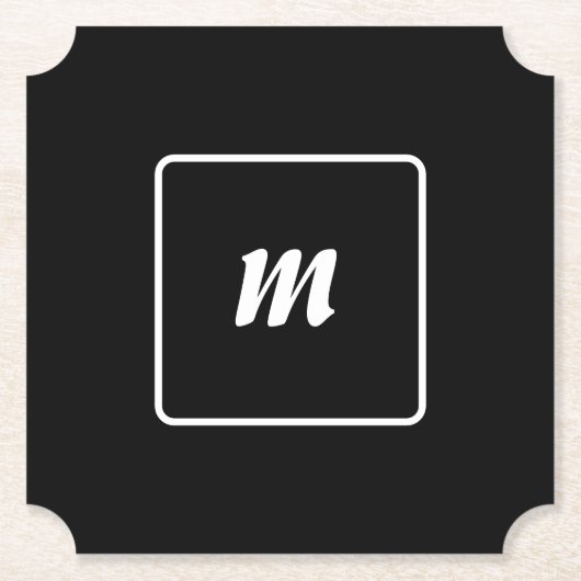 Monogramm Schwarzweiß-Streifen Untersetzer (Vorderseite)