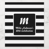 Monogramm Schwarzweiß-Streifen Weinetikett (Einzelnes Label)