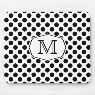 Monogramm-Schwarzweiss-Tupfen Mousepad