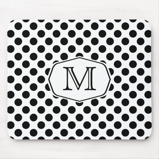 Monogramm-Schwarzweiss-Tupfen Mousepad (Vorne)