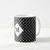 Monogramm Schwarzweißmuster Kaffeetasse (VorderseiteRechts)