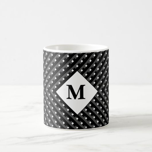 Monogramm Schwarzweißmuster Kaffeetasse (Mittel)