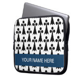 Monogramm Schwarzweißmuster Laptopschutzhülle (Vorderseite Links)