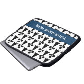 Monogramm Schwarzweißmuster Laptopschutzhülle (Vorne Knopf)