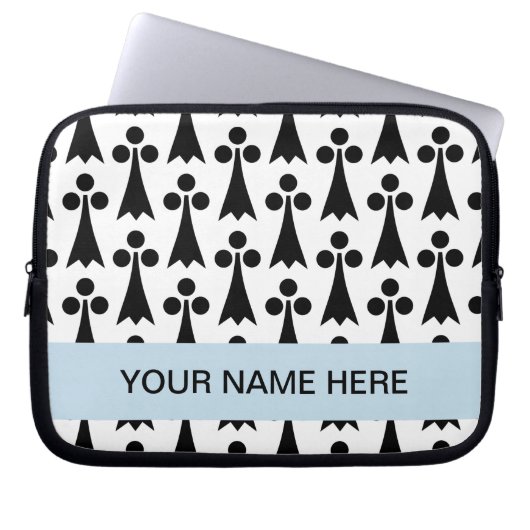 Monogramm Schwarzweißmuster Laptopschutzhülle (Vorderseite)