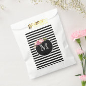 Monogramm Schwarzweißstreifen mit Blume Geschenktütchen (Versiegelt)