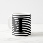 Monogramm Schwarzweißstreifen - Muster modern Kaffeetasse (Vorderseite Links)