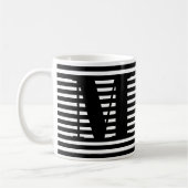 Monogramm Schwarzweißstreifen - Muster modern Kaffeetasse (Links)