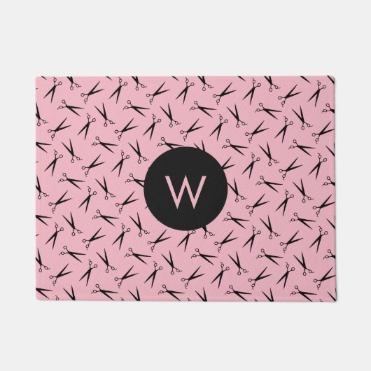 Monogramm Scissors Haar-Stylist-Muster Fußmatte (Vorderseite)
