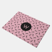 Monogramm Scissors Haar-Stylist-Muster Fußmatte (Schrägansicht)