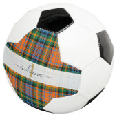 Monogramm Script Anfangsname Kariert Tartan Fußball (Dreiviertel)