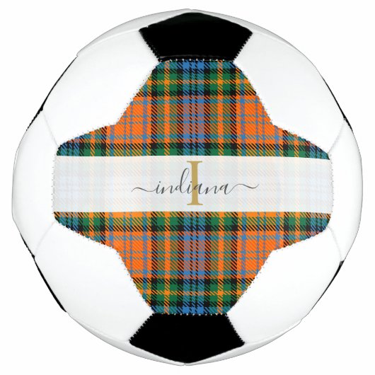 Monogramm Script Anfangsname Kariert Tartan Fußball (Vorderseite)