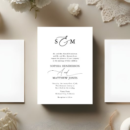 Monogramm Script-Format für altes Geld Hochzeit Einladung