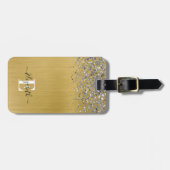 Monogramm-Script für Glitzer aus Gold Gepäckanhänger (Vorderseite horizontal)