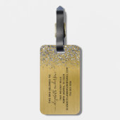 Monogramm-Script für Glitzer aus Gold Gepäckanhänger (Rückseite vertikal)