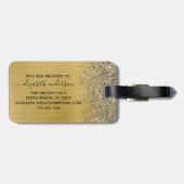 Monogramm-Script für Glitzer aus Gold Gepäckanhänger (Rückseite horizontal)