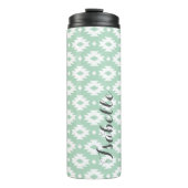 Monogramm Seafoam und Grau Aztec Thermosbecher (Vorderseite)
