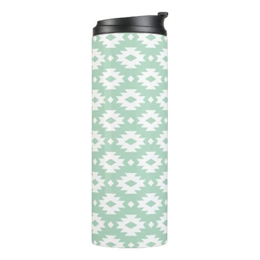 Monogramm Seafoam und Grau Aztec Thermosbecher (Nach links gedreht)