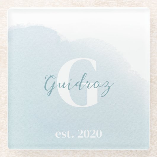 Monogramm Seaglass-Untersetzer Glasuntersetzer (Vorderseite)