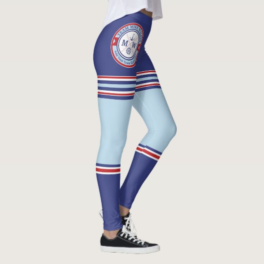 Monogramm-Seelogo-Anker-Rad-Helm-Motto Leggings (Rechts)