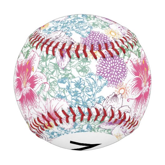 Monogramm Sehr schönes Muster mit bunten Blume Baseball (Rückseite)