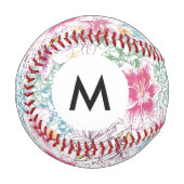 Monogramm Sehr schönes Muster mit bunten Blume Baseball (Vorderseite Links)