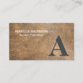 Monogramm Seriengrau, braunes Leder Visitenkarte (Vorderseite)