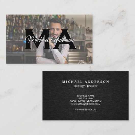 Monogramm Serif | Barkeeper Visitenkarte (Vorne/Hinten)