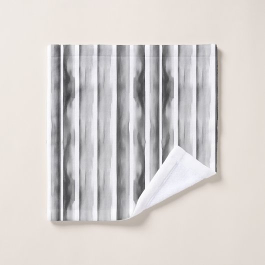 Monogramm-Set für Schwarz-Weiß-Streifen Badhandtuch Set (Waschlappen)