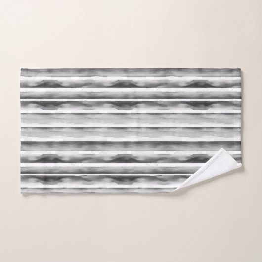 Monogramm-Set für Schwarz-Weiß-Streifen Badhandtuch Set (Handtuch)