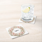 Monogramm shabby chic Blumenkranz Untersetzer  (Vor Ort)