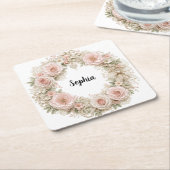Monogramm shabby chic Blumenkranz Untersetzer  (angewinkelt)
