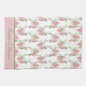 Monogramm Shabby Chic Rosa Blumenmuster Geschirrtuch (Horizontal)