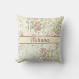 Monogramm Shabby Chic Rosa Grün Blumenmuster Kissen