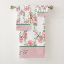 Monogramm Shabby Chic Rosa Rosen Blumen