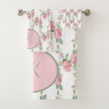 Monogramm shabby chic rosa Rosen floral