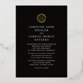 Monogramm Siegel Traditionelle Hochzeit Folieneinladung (Vorderseite)