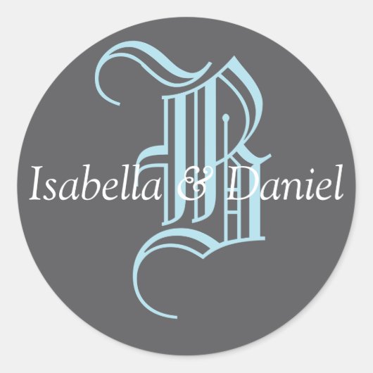 Monogramm-Siegel-Wedelkleber Runder Aufkleber (Vorderseite)