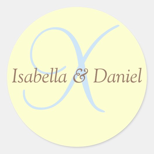 Monogramm-Siegel-Wedelkleber Runder Aufkleber (Vorderseite)